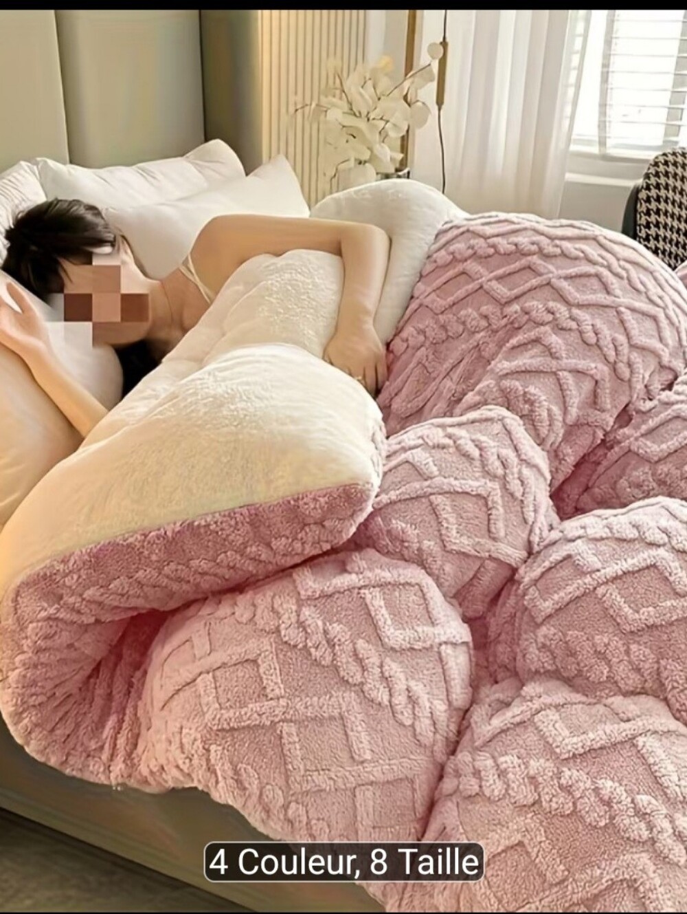 Plush Pink Faux-Sherpa Comforter - Soft Cozy Bedding